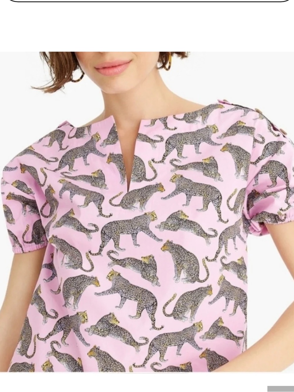 J crew ratti cheetah small Pink Leopard Print Short-Sleeve Blouse